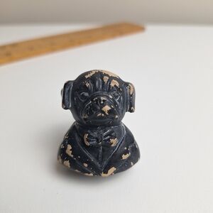 Pug Dog Drawer Pull Knob Cabinet Tux Bow Tie Distressed